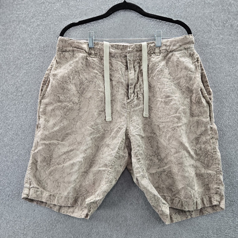 Baird Mcnutt Linen Murano Men Shorts 33 Brown Floral Casual 8" Inseam READ
